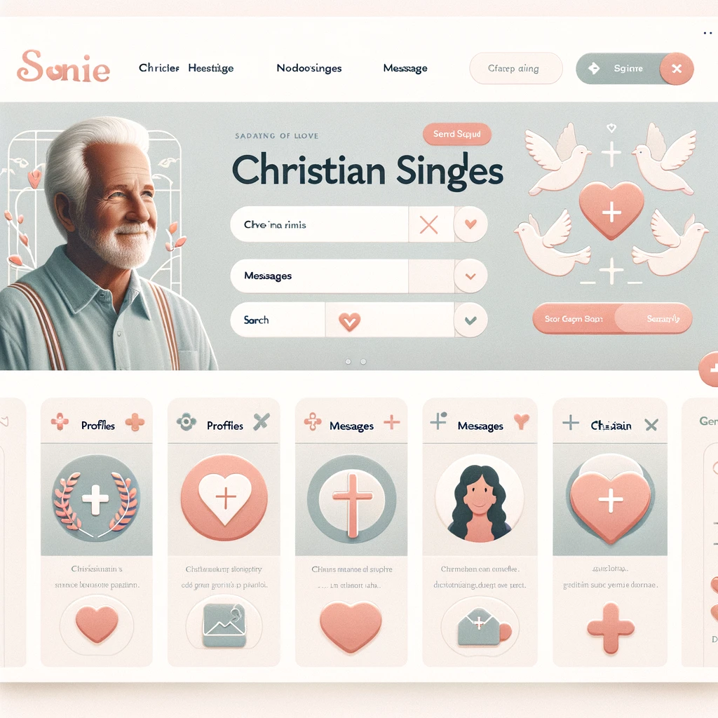 A mock-up of a senior dating website that caters to Christian singles.
