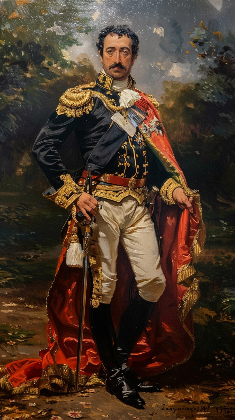 Oil on canvas portrait of a 38-year-old general from the 1800s