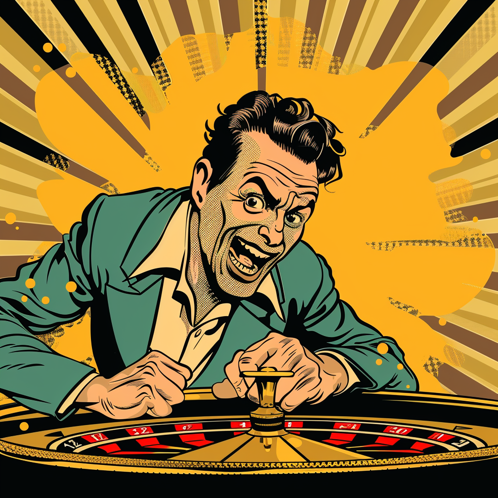 image of a man playing roulette, casino, enthusiastic expression