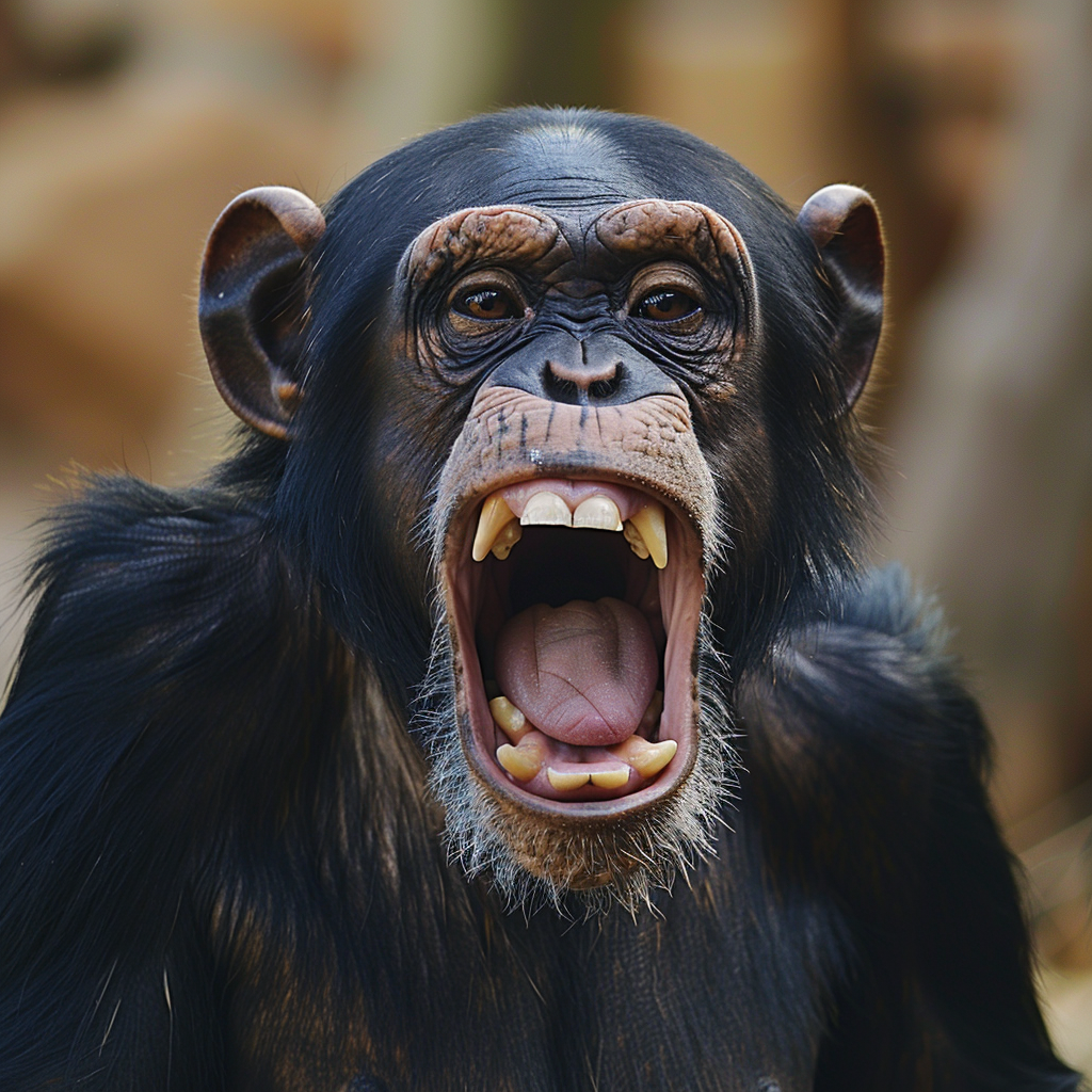 a chimp making fun of you