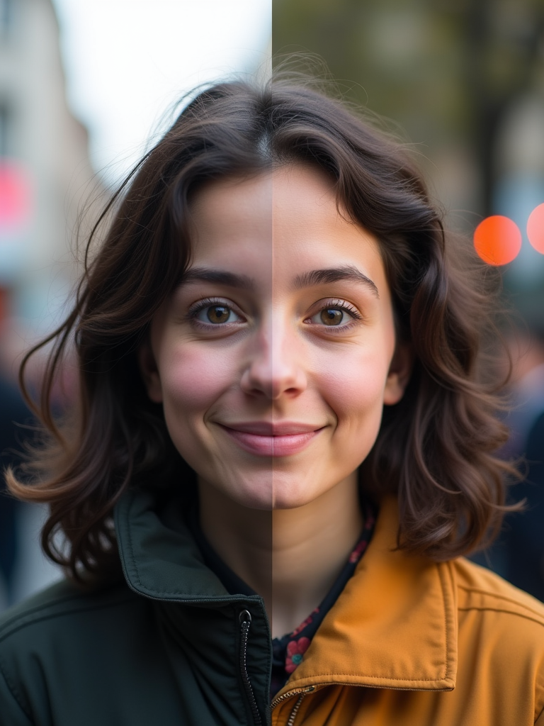 A split image of the same person in public and private settings, highlighting the difference between guarded and authentic self-expression.